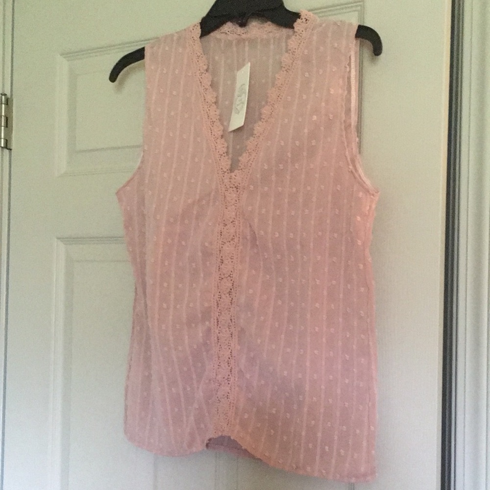 Floral Blooming blush sheer tank top blouse